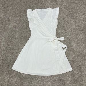 Madewell White Ruffle Sleeve Wrap Mini Dress